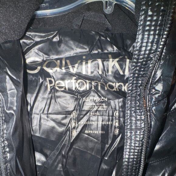 CALVIN KLEIN PERFORMANCE Black Hooded Puffer Coat Size XS New w/ Tag MSRP $195 - Picture 6 of 7